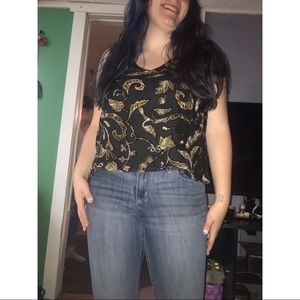 Black Velvet Paisley Tank Top